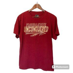 Florida State Unconquered Burgundy NCAA College S/S T-Shirt Men's Size L Large